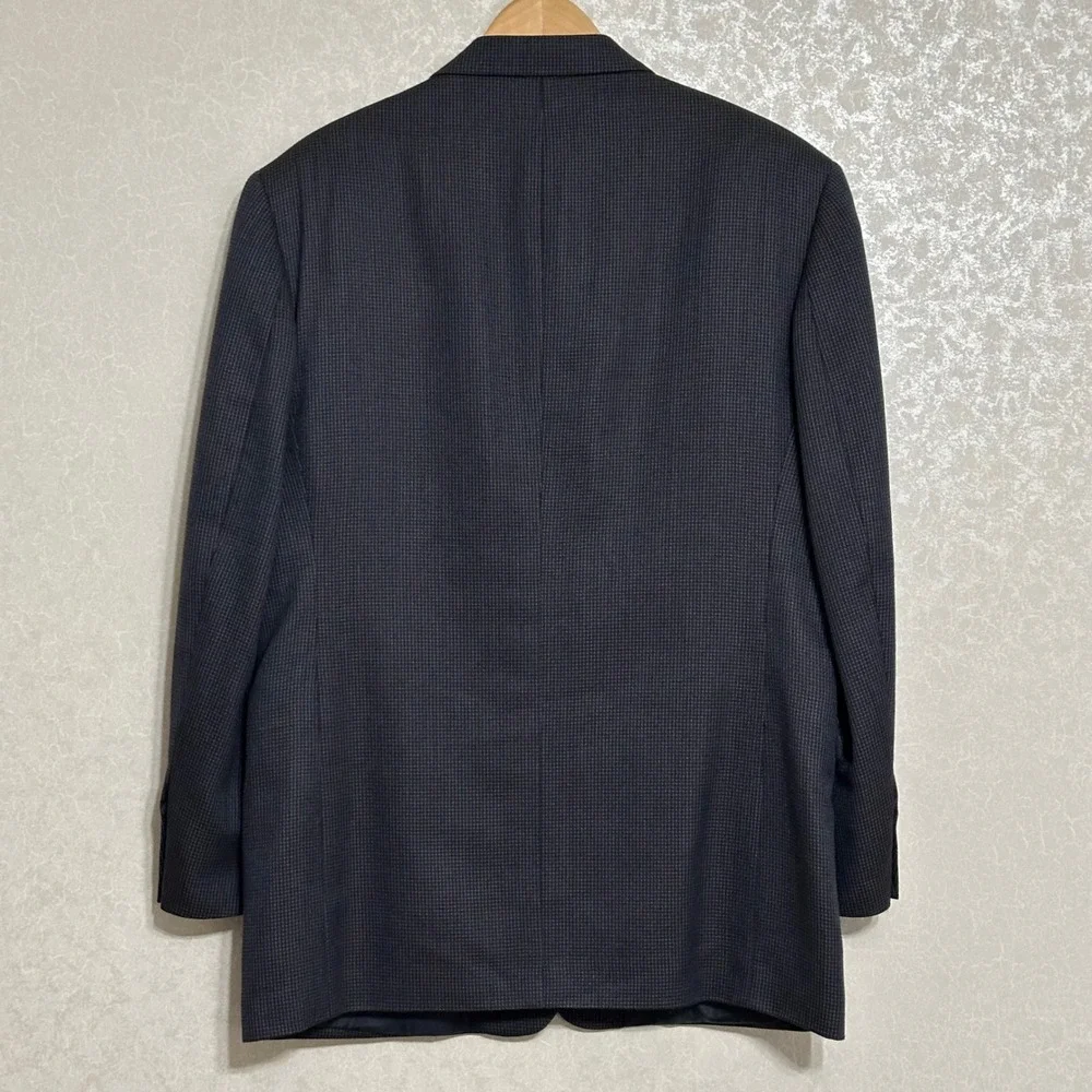 Adolfo Navy Blue Silk Wool Blend Blazer Suit Jacket 3 Button Notched Pattern 42R